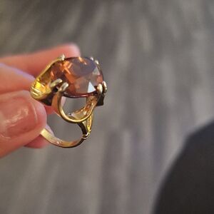 Marked 18kT HGE, Gold and Brown Ring Size 7